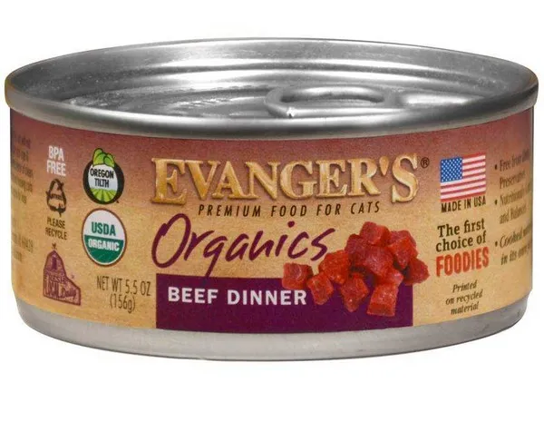 24/5.5 oz. Evanger's Organics Beef Dinner For Cats - Health/First Aid